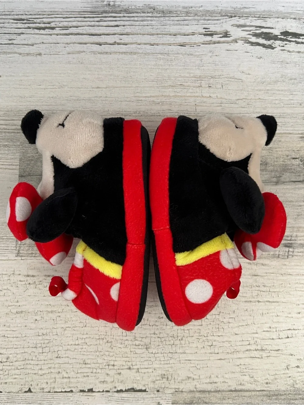 Disney Minnie Mouse Plush Slippers Baby Toddler Girls Size 5/6 Red Polka Dot
